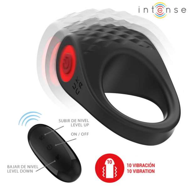 INTENSE - CLOVER ANILLO VIBRADOR PENE 10 VIBRACIONES NEGRO - Imagen 4