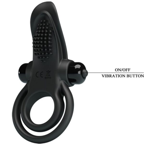 PRETTY LOVE - DOBLE ANILLO VIBRADOR + ESTIMULADOR CLÍTORIS 10 VIBRACIONES NEGRO - Imagen 4