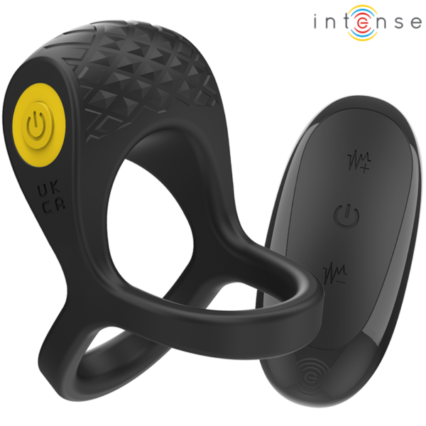 INTENSE - ALEX ANILLO DOBLE VIBRADOR PENE 10 VIBRACIONES NEGRO - Imagen 3