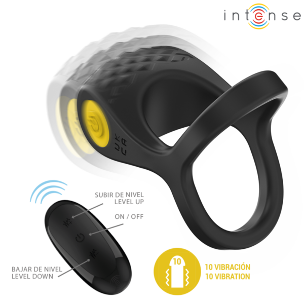 INTENSE - ALEX ANILLO DOBLE VIBRADOR PENE 10 VIBRACIONES NEGRO - Imagen 4