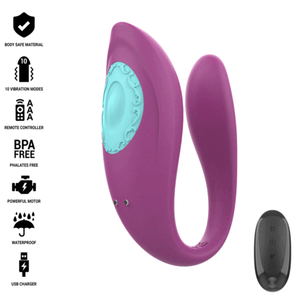 INTENSE - ANNIE ESTIMULADOR  VIBRADOR FORMA DE U MORADO CONTROL REMOTO