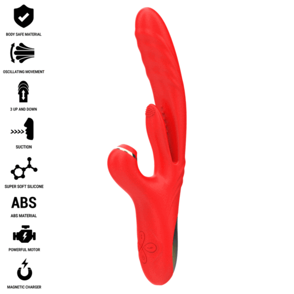 INTENSE - KAROL VIBRADOR MULTIFUNCIÓN EMPUJE  ESTIMULACIÓN  ONDAS ESTIMULADORAS ROJO
