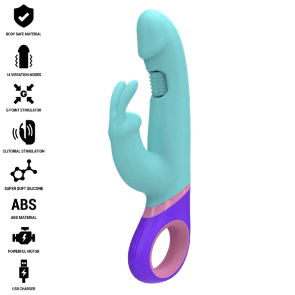 INTENSE - MÓNICA VIBRADOR RABBIT CON ESTIMULADOR ROTATORIO DEL PUNTO G AZUL