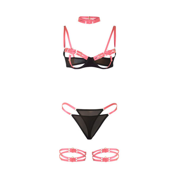 SUBBLIME - 955304 SET SUJETADOR CON COLLAR Y DETALLES PARA PIERNAS ROSA FLUORESCENTE L/XL - Imagen 5