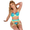 SUBBLIME - 955328 SET SUJETADOR CON ENCAJE Y LIGUEROS VERDE Y AZUL L/XL - Imagen 3