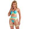 SUBBLIME - 955328 SET SUJETADOR CON ENCAJE Y LIGUEROS VERDE Y AZUL L/XL - Imagen 4