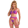 SUBBLIME - 955366 SET SUJETADOR CON ENCAJE Y LIGUEROS ROSA Y MORADO L/XL - Imagen 4