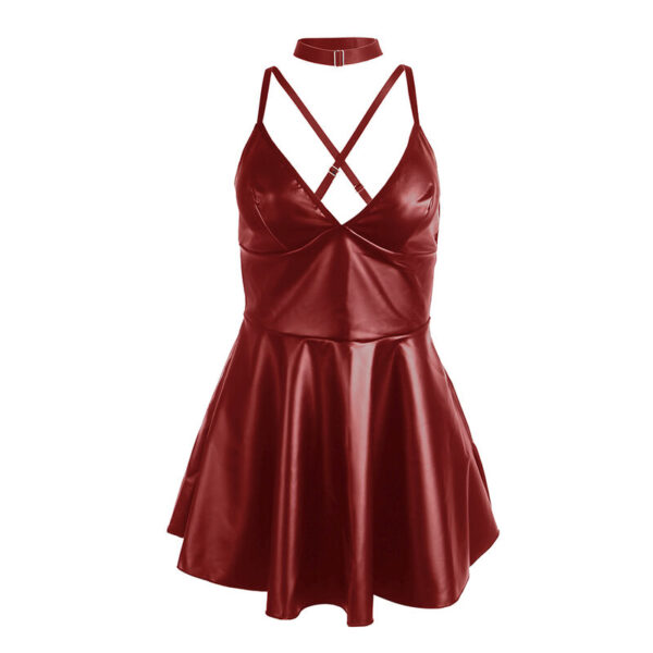 SUBBLIME - 955403 VESTIDO CON TIRANTES DE CUERO BURDEOS L/XL - Imagen 5