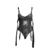 SUBBLIME - 955502 BODY DE ENCAJE CON LAZOS Y LIGAS NEGRO L/XL - Imagen 4