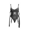 SUBBLIME - 955502 BODY DE ENCAJE CON LAZOS Y LIGAS NEGRO L/XL - Imagen 5