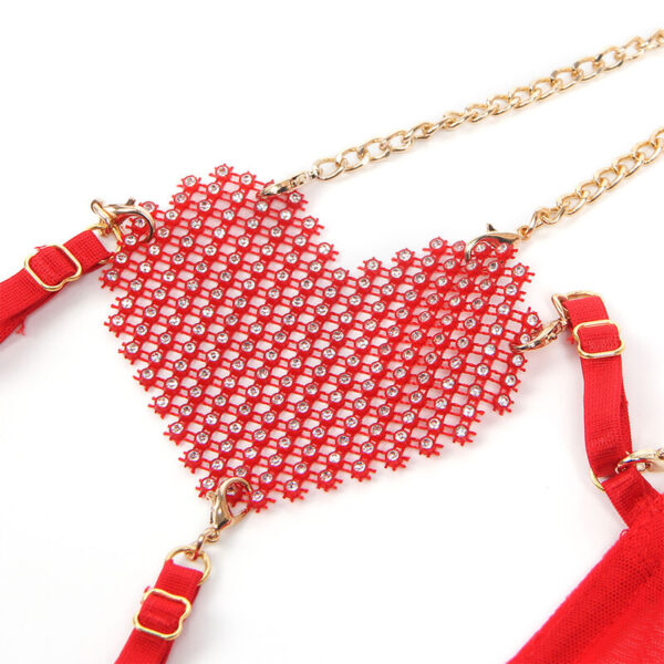 SUBBLIME - 955519 CONJUNTO SUJETADOR CON CADENAS Y CORAZÓN DE MALLA ROJO S/M - Imagen 5