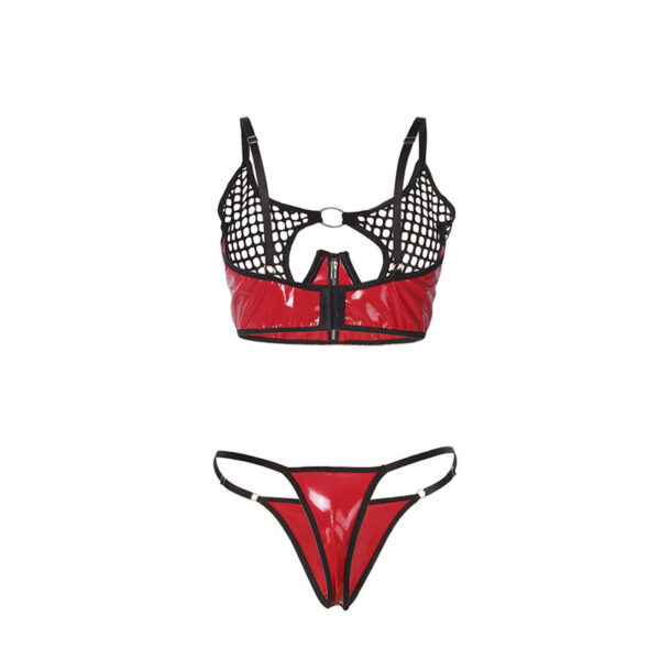 SUBBLIME - 955540 CONJUNTO SUJETADOR CON CREMALLERA DE MALLA DE CHAROL ROJO L/XL - Imagen 5