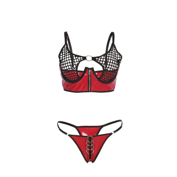 SUBBLIME - 955540 CONJUNTO SUJETADOR CON CREMALLERA DE MALLA DE CHAROL ROJO L/XL - Imagen 4