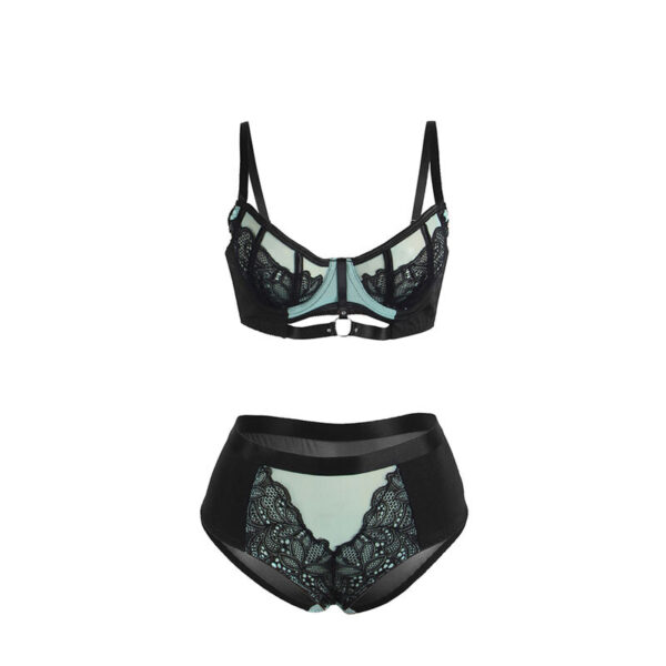 SUBBLIME - 955564 CONJUNTO SUJETADOR CON CREMALLERA DE MALLA DE CHAROL VERDE L/XL - Imagen 5