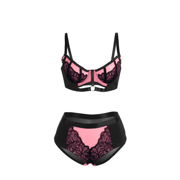 SUBBLIME - 955571 CONJUNTO SUJETADOR CON CREMALLERA DE MALLA DE CHAROL ROSA S/M - Imagen 5