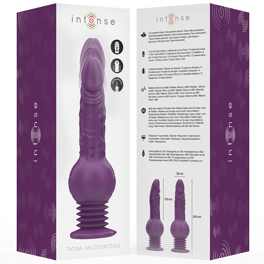 INTENSE - TATUM VIBRADOR MULTIFUNCIÓN CON VIBRACIÓN UP AND DOWN 24 CM MORADO - Imagen 8