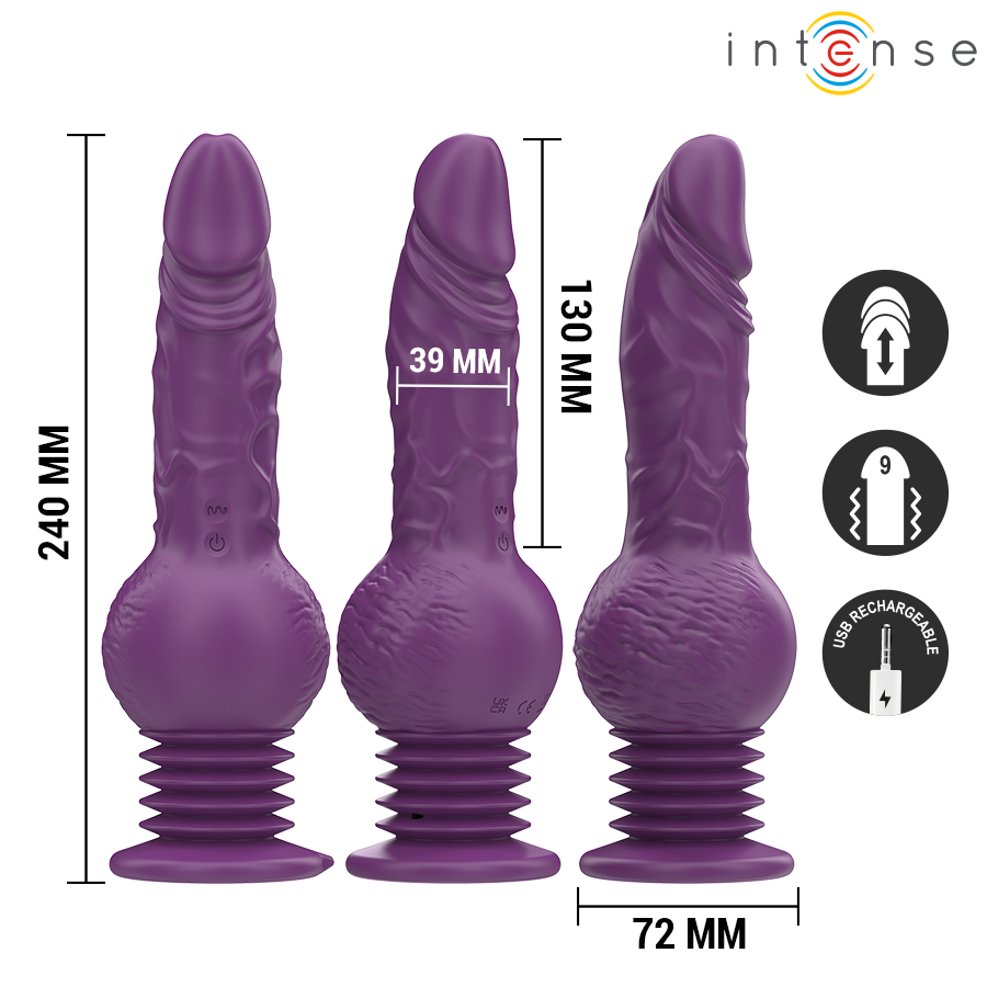 INTENSE - TATUM VIBRADOR MULTIFUNCIÓN CON VIBRACIÓN UP AND DOWN 24 CM MORADO - Imagen 3
