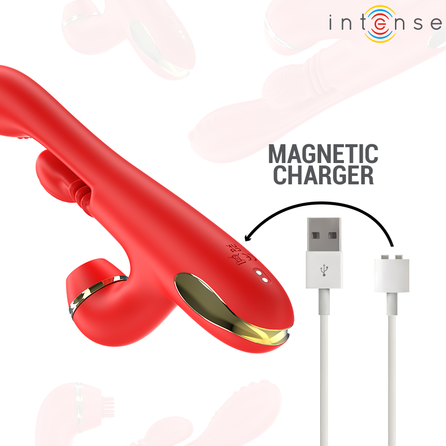 INTENSE - KATY ESTIMULADOR CLÍTORIS MULTIFUNCIÓN 4 CABEZALES INTERCAMBIABLES ROJO - Imagen 8