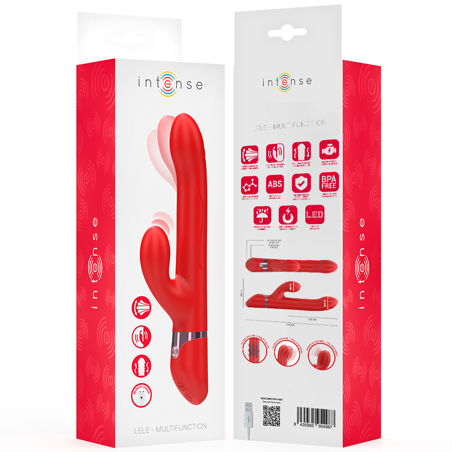 INTENSE - LELE VIBRADOR MULTIFUNCIÓN ROTATORIO OSCILACIÓN ESTIMULACIÓN ROJO - Imagen 8