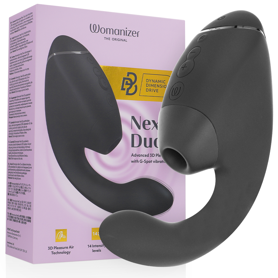 WOMANIZER – DUO NEXT ESTIMULADOR VIBRADOR DUAL CLÍTORIS  PUNTOG NEGRO