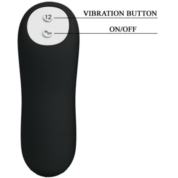 PRETTY LOVE - PLUG ANAL SILICONA FORMA PENE Y 12 MODOS VIBRACIÓN NEGRO - Imagen 5