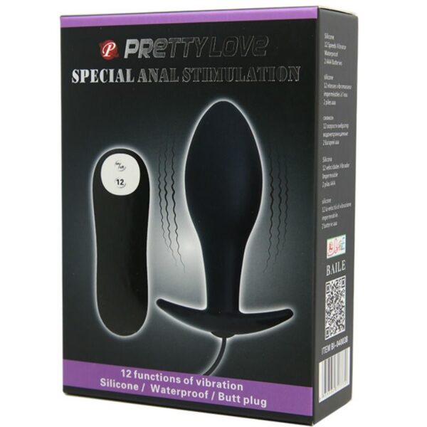 PRETTY LOVE - PLUG ANAL SILICONA FORMA ANCLA 12 MODOS VIBRACIÓN NEGRO - Imagen 3