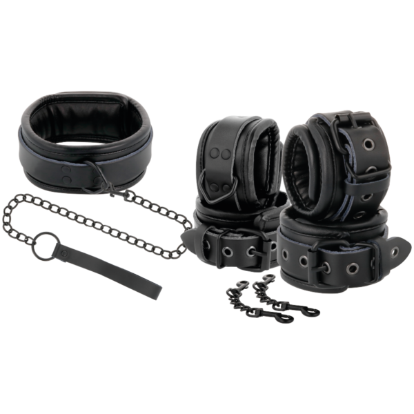 DARKNESS - ESPOSAS Y COLLAR DE CUERO NEGRO - Imagen 2