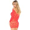LEG AVENUE - MINI VESTIDO DE ENCAJES MANGA LARGA ROJO TALLA ÚNICA - Imagen 2