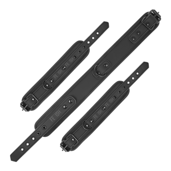 FETISH SUBMISSIVE - COLLAR Y ESPOSAS CUERO VEGANO CON FORRO DE NEOPRENO - Imagen 5